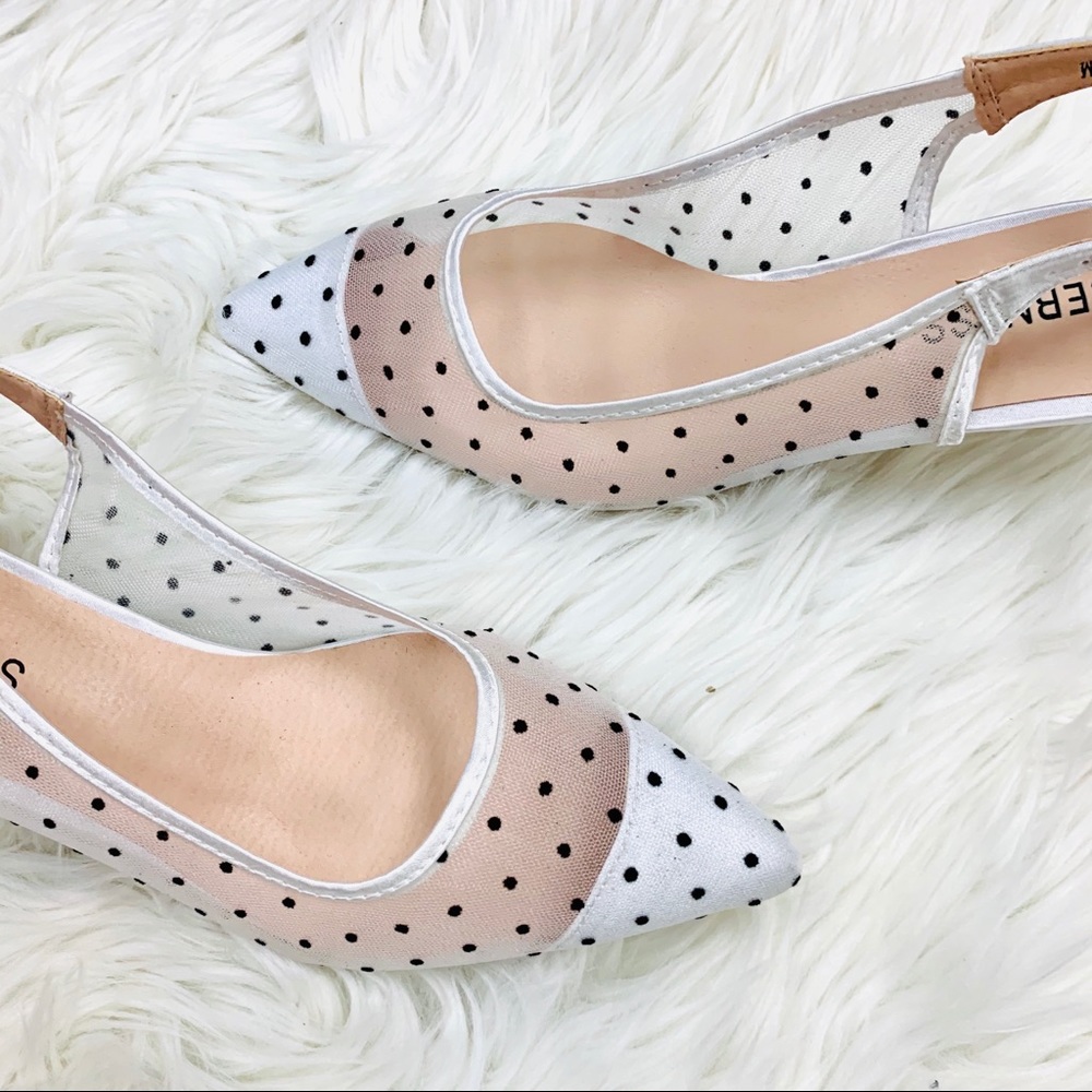White polka dot sling back heel - Picture 6 of 10
